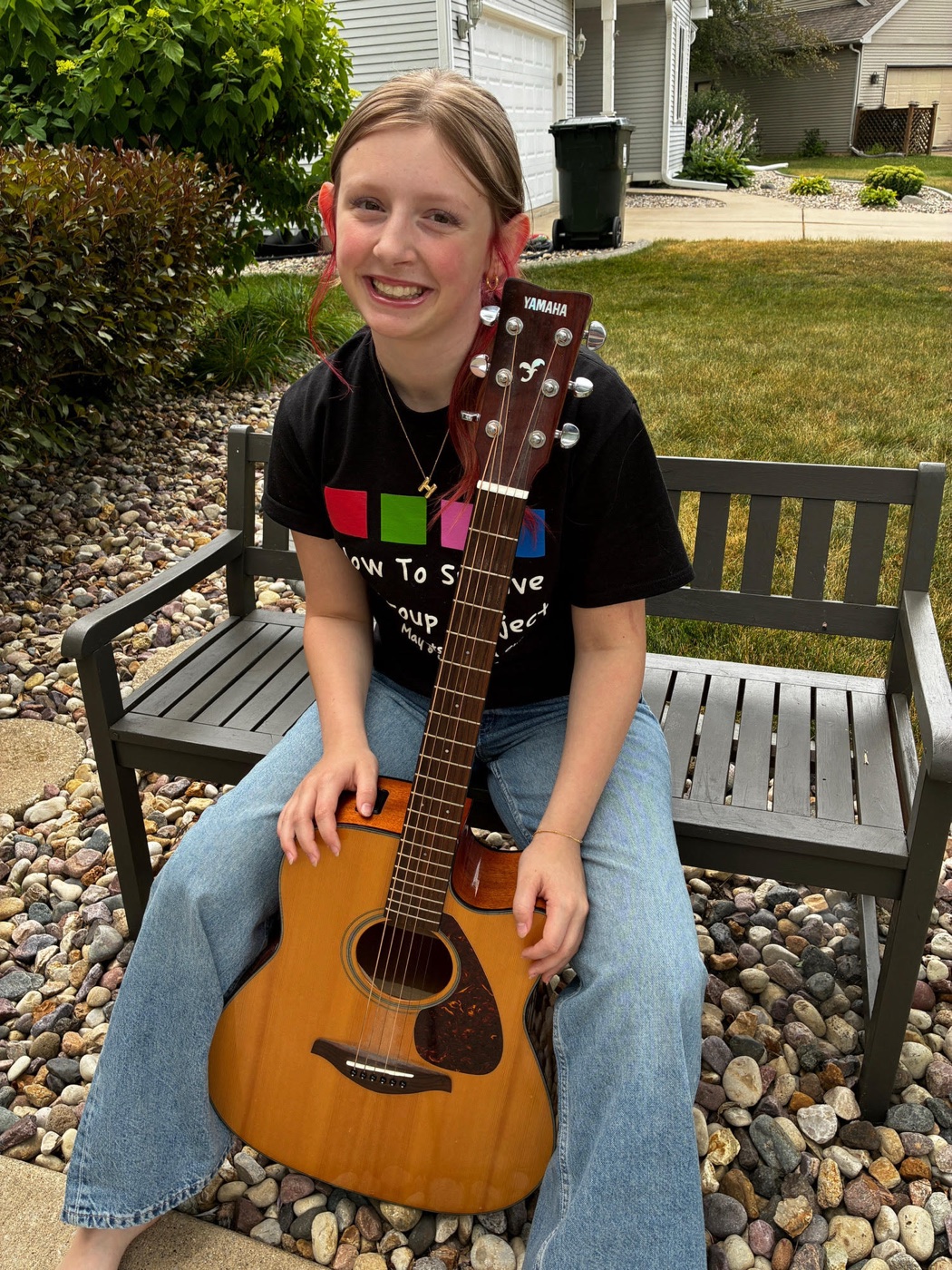 Helen Durham with her guitar